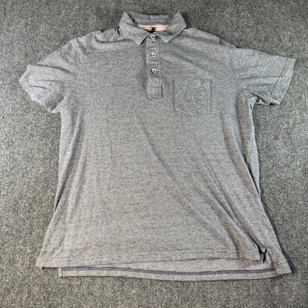 Relwen Mens Grey Micro Stripe Cotton Short Sleeve Pocket Polo Shirt Size M